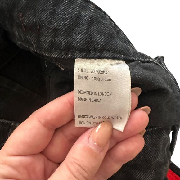 JOVONNA LONDON Striped Distressed Ankle Jeans Black Sz 4 - Picture 6 of 6